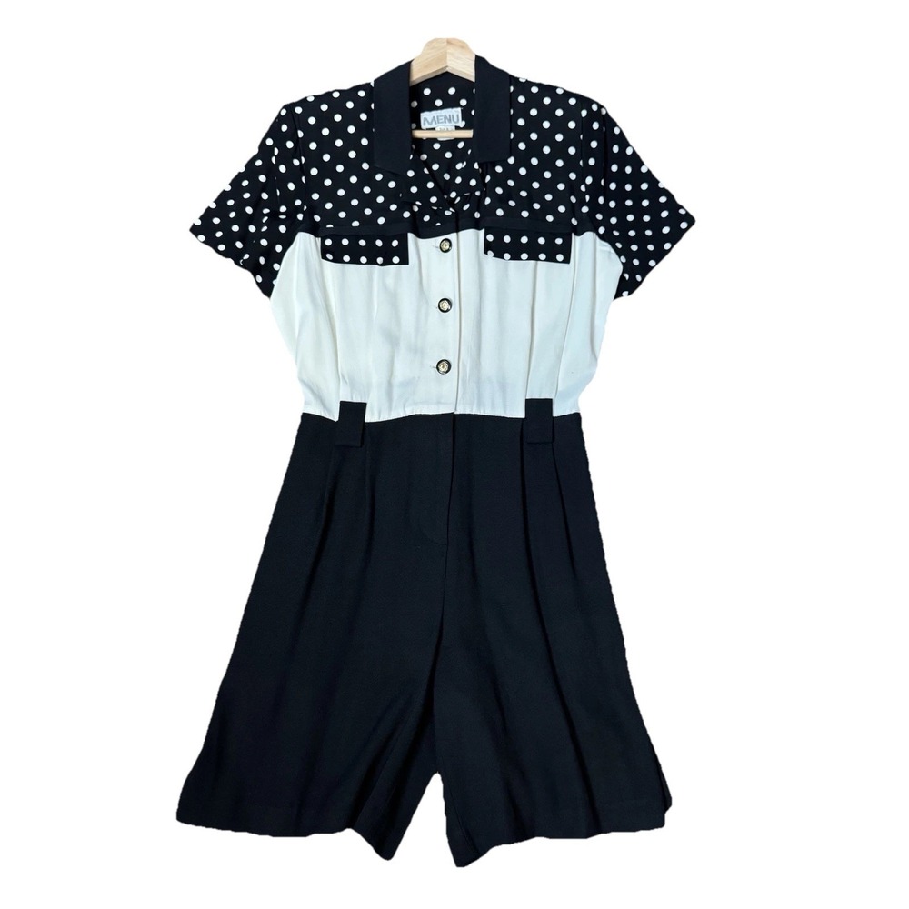 Vintage 80's Romper Rockabilly Playsuit Shorts Pinup Retro Medium By Menu Sz 8